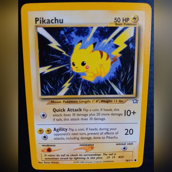 Pikachu Pokemon Card - Neo Genesis - 70/111 Common Non-Holo - Picture 2 of 9